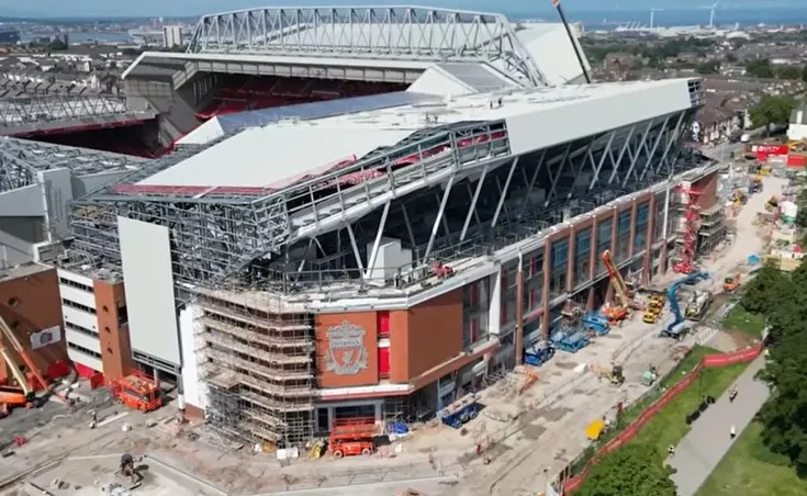 Phối cảnh dự án tái phát triển khán đài Anfield Road End, mở rộng sức chứa sân Anfield lên hơn 61.000 chỗ