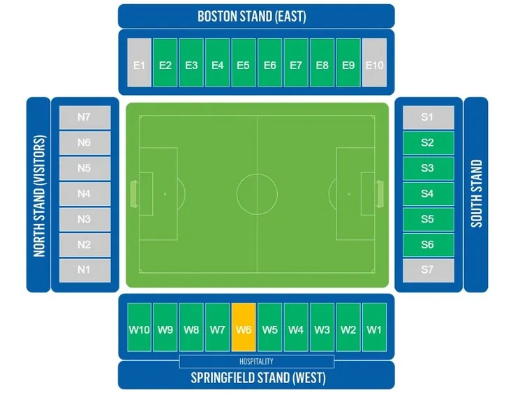 Sơ đồ bố trí chỗ ngồi tại Brick Community Stadium